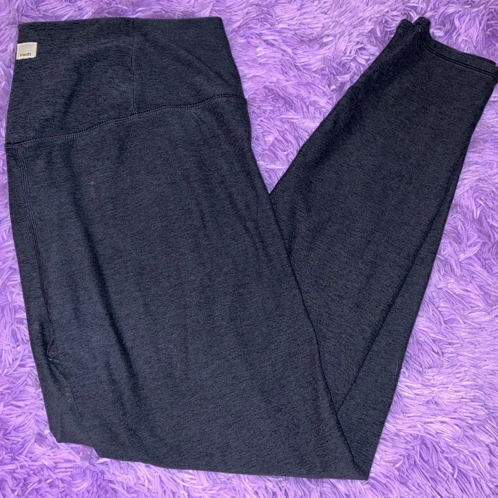 💙Vuori Leggings Stretch Elastic Waist Dark Gray Solid Women L FLAWED